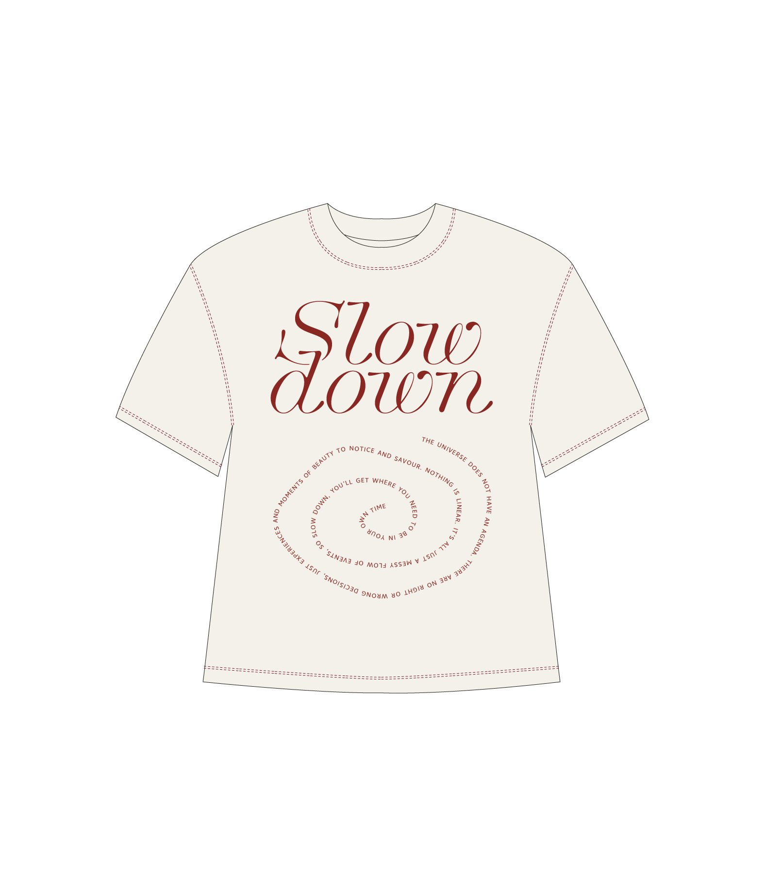 Printed tshirt | “SLOW DOWN” – CREAM/CHERRY