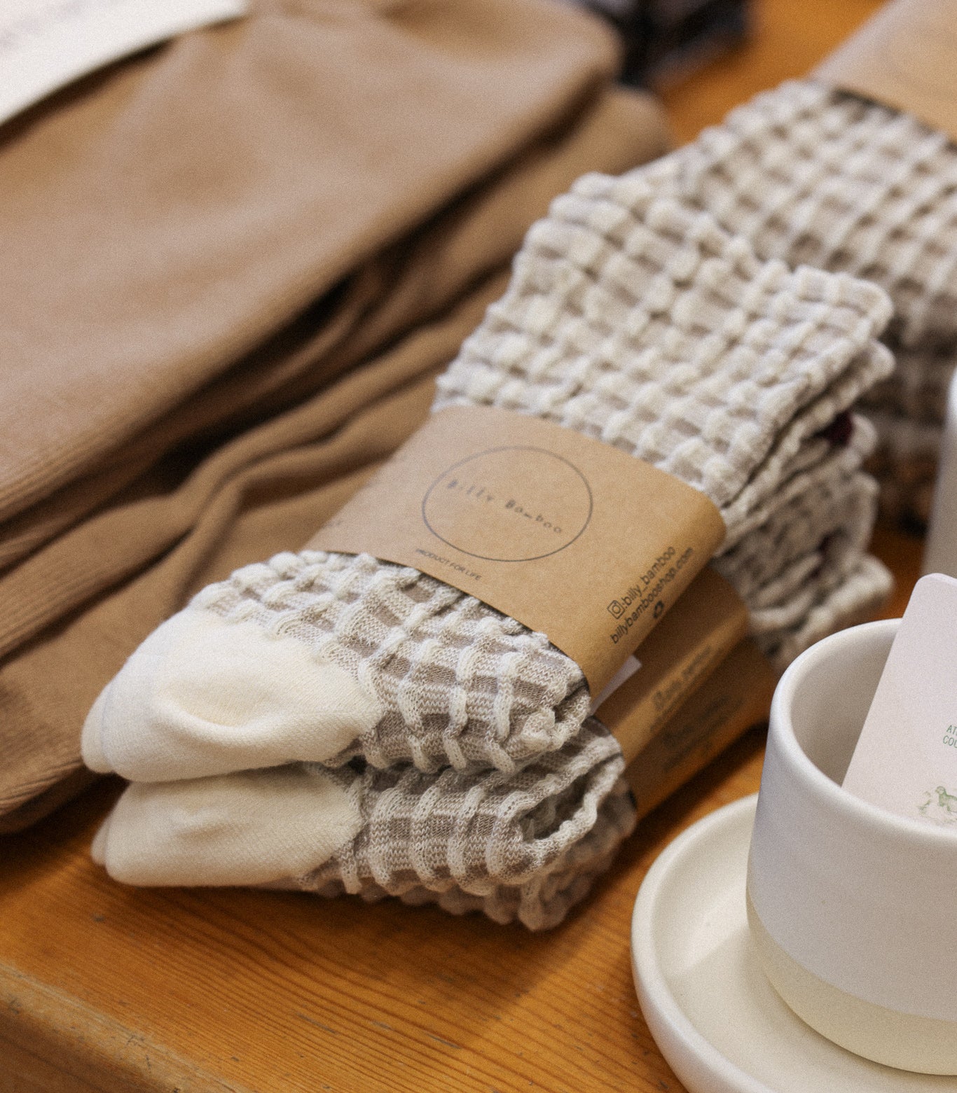 Chaussettes Gauffrées - Crème