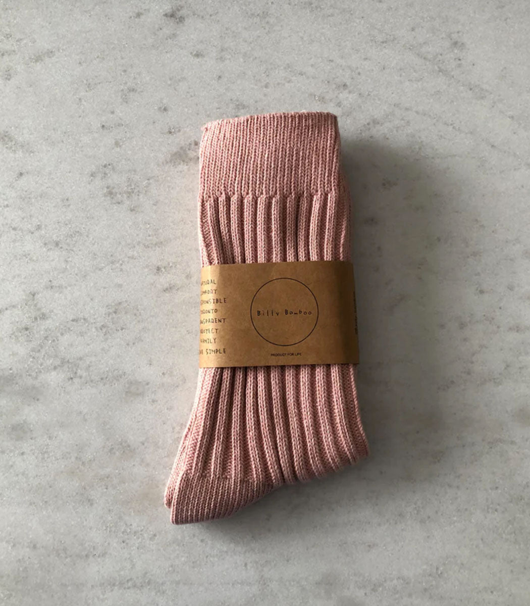 Chaussettes Hautes En Coton Côtelé - Lotus Pink