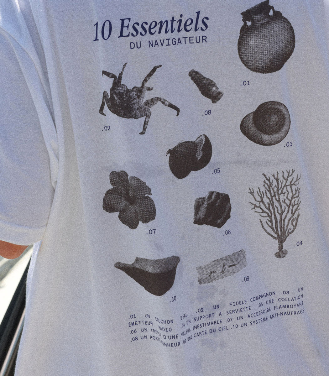 Tshirt imprimé | «ESSENTIELS DU NAVIGATEUR» - BLANC