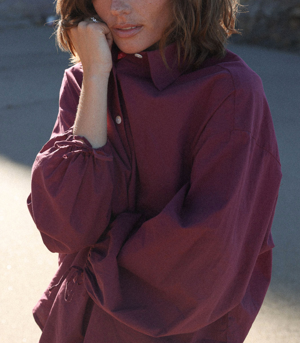Loose-fitting cotton shirt | NAZARÉ - VINO