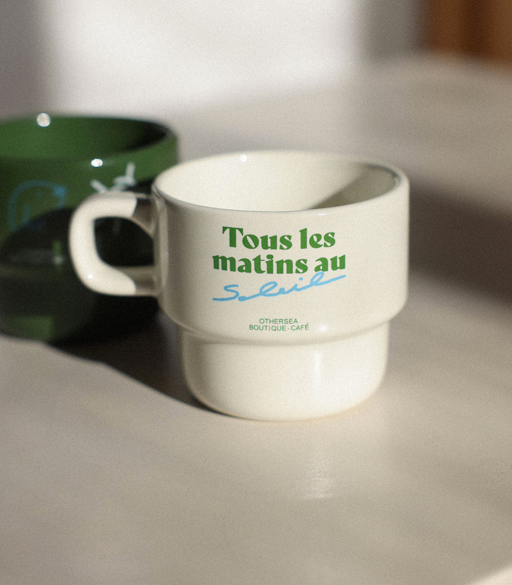Tasse empilable | «TOUS LES MATINS AU SOLEIL» - WHITE