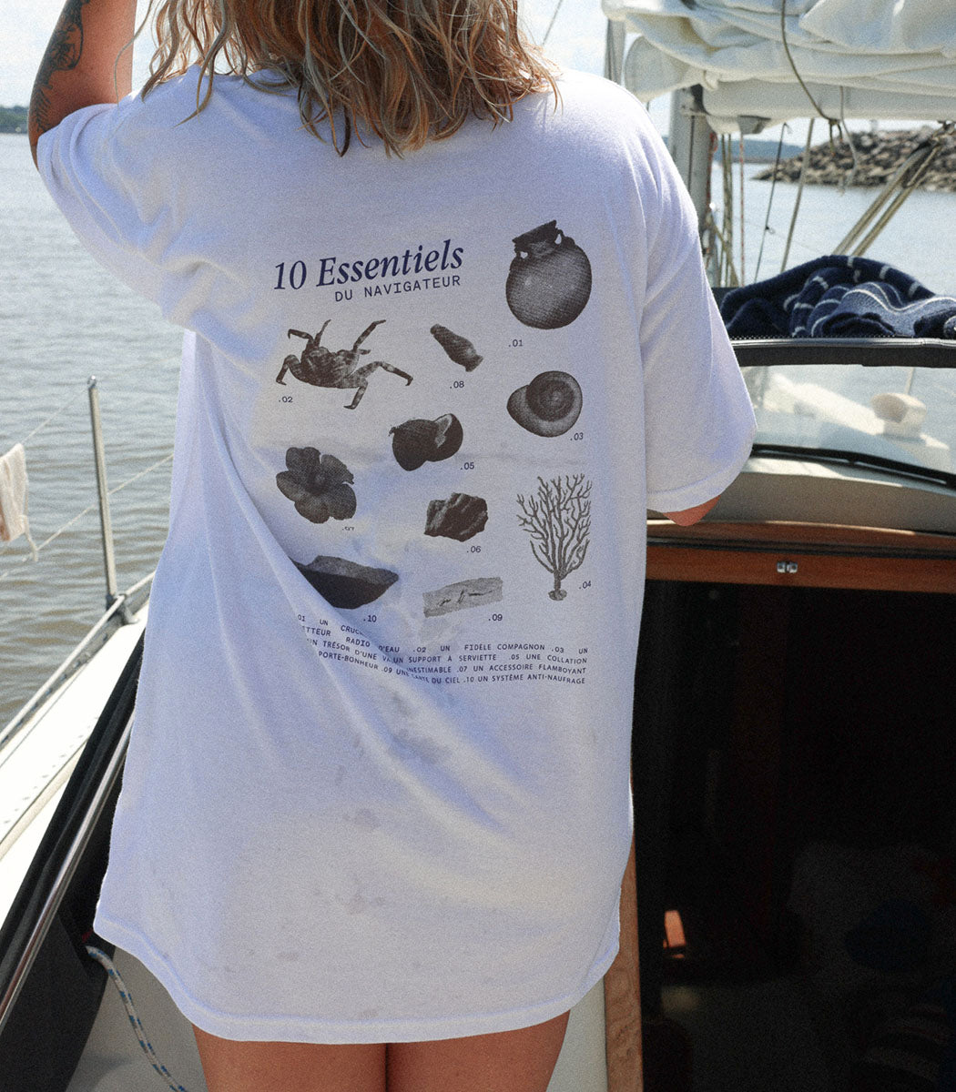 Tshirt imprimé | «ESSENTIELS DU NAVIGATEUR» - BLANC