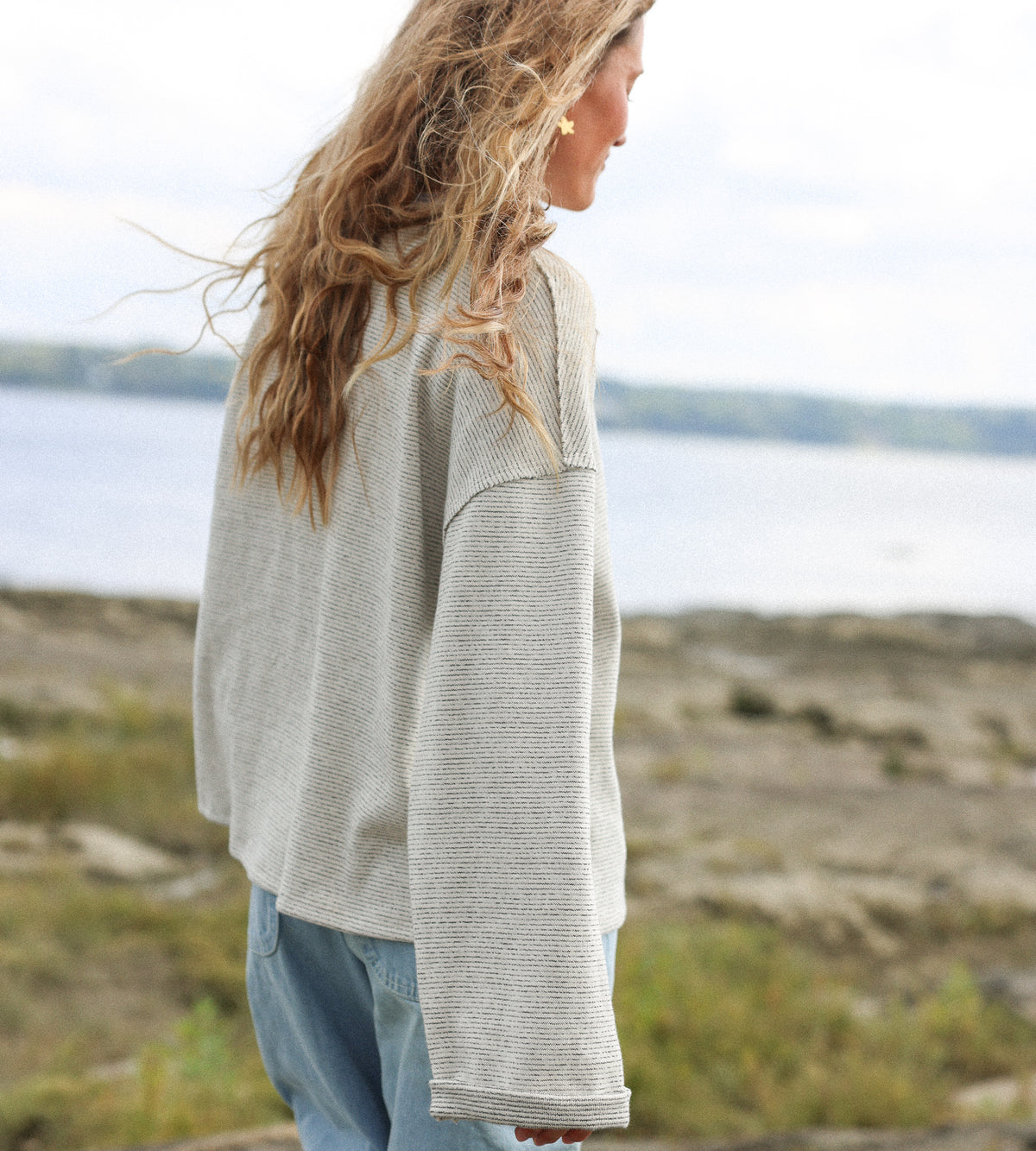 Oversized long sleeve | MICHIGAN - SALT N' PEPPER