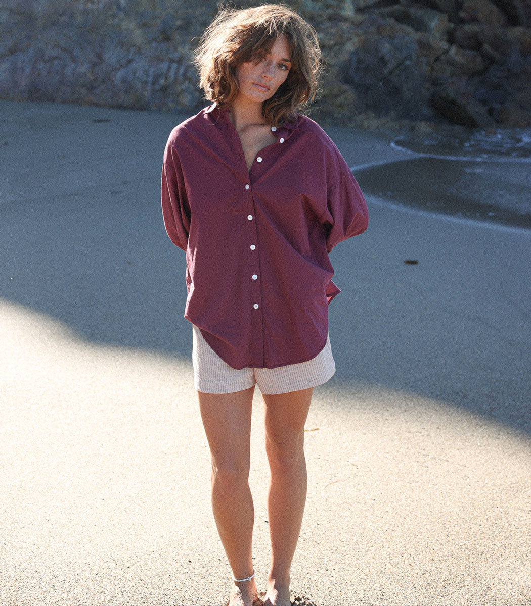 Loose-fitting cotton shirt | NAZARÉ - VINO