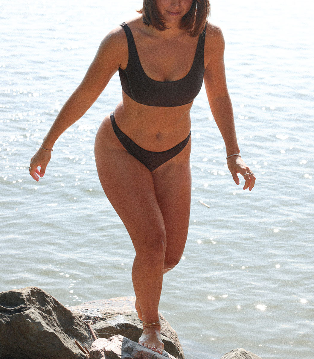 Haut de bikini sportif réversible | SAN SEBASTIAN - CHÂTAIGNE
