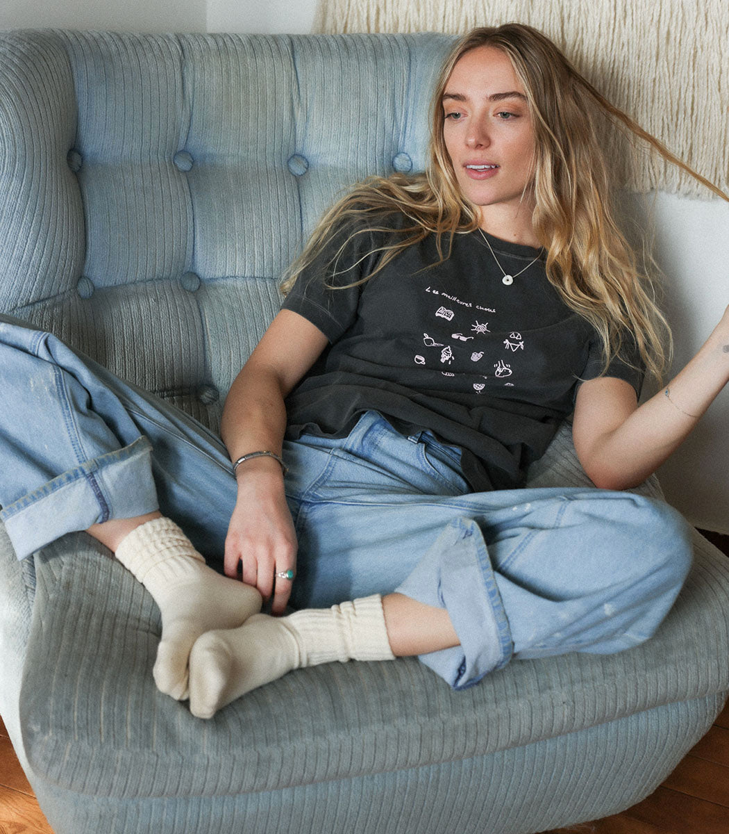 Tshirt imprimé | «LES MEILLEURES CHOSES» - CHARCOAL/BLUSH