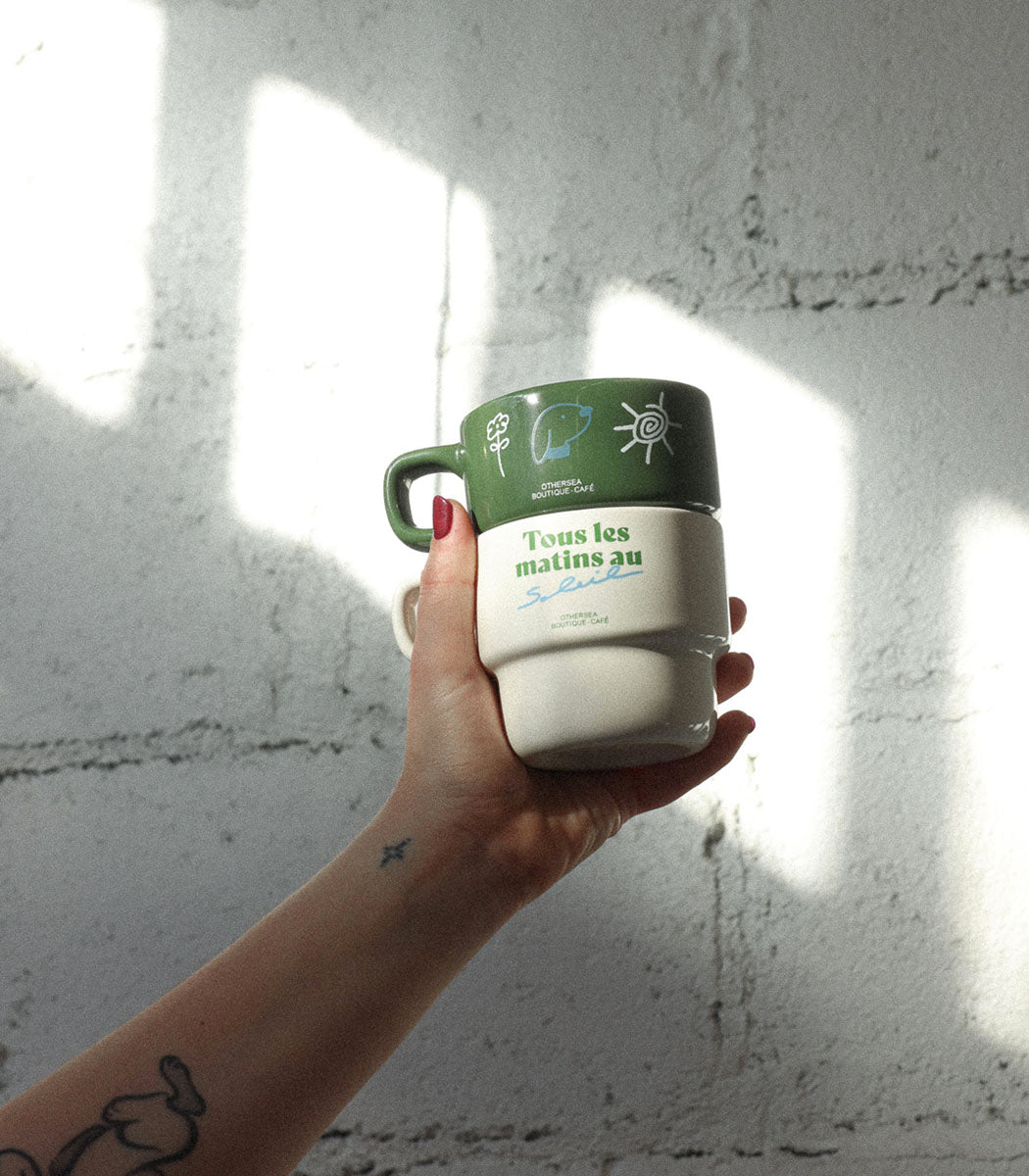 Tasse empilable | «TOUS LES MATINS AU SOLEIL» - WHITE